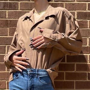 Vintage Brown Oversized Button Down